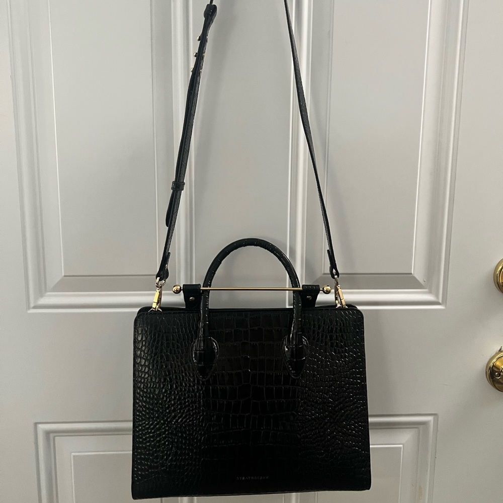 Strathberry Midi tote in Black Croc